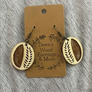 Dawn's Wood Sourdough Loaf Bread Cutout Wood Drop Earrings - Cream & Brown